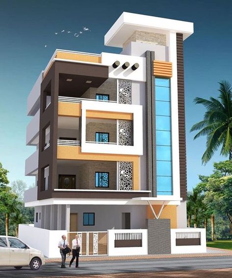 Nasrullah (@nasrullah1972) • Instagram photos and videos Building Front Designs, 3 Storey House Design, Narrow House Designs, Indian House Plans, House Outer Design, Small House Elevation, Small House Front Design, Architecture Collection, Residential Building Design