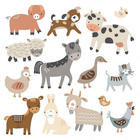 Charming rustic farm animal stickers that enhance scrapbooking projects and personal crafts. Farm Animal Mural, Farm Animal Stickers, Abstract Watercolor Tutorial, Farm Animals Preschool, Farm Cartoon, Stickers For Scrapbooking, Farm Animal Crafts, Baby Animal Drawings, Preschool Activities Toddler