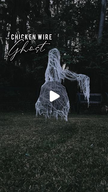 75K views · 8.4K likes | Emily Haufler | DIY & Home Design on Instagram: "Here’s my best attempt at a DIY floating chicken wire ghost tutorial 👻 This ghost joined my other chicken wire bride last week after I swore I didn’t have the strength to make another one 😂 But she was worth it! Also: did you catch the arch lights I finally added?!" Cute Ghost Decoration Outdoor, Yard Ghosts Diy Chicken Wire, Diy Ghost From Chicken Wire, Diy Halloween Portraits, How To Make Chicken Wire Sculptures, Chicken Wire Halloween Ghosts, Chicken Wire Dancing Ghost, Diy Chickenwire Ghost, Wire Ghosts Diy