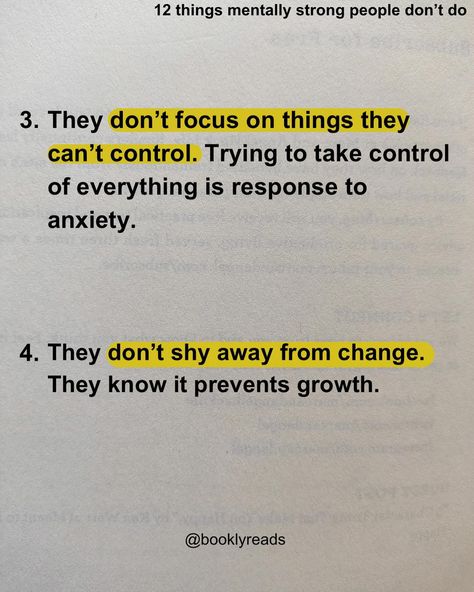 12 things mentally strong people don’t do. ✨Mental strength is not absence of emotions, but ability to navigate through them with resilience and grace. ✨Mentally strong people face adversity, setbacks and challenges head on,understanding that growth often comes from discomfort. ✨They manage their emotions rather than being controlled by them, maintaining focus and clarity even in the toughest situations. ✨By embracing vulnerability, Learning from failures and staying committed to their... How To Become Mentally Strong, Growing Mentally, Mentally Strong People, Being Controlled, Life Mantra, Conscious Mind, Life Mantras, Anime Quotes Inspirational, Mentally Strong