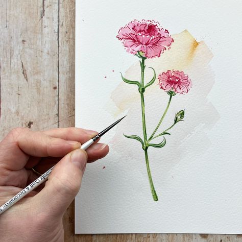 Loose Watercolor Flowers, Carnation Flowers, Diy Watercolor Painting, Loose Watercolor, Carnation Flower, Diy Watercolor, Watercolor Artists, Watercolor Paintings Tutorials, Easy Watercolor