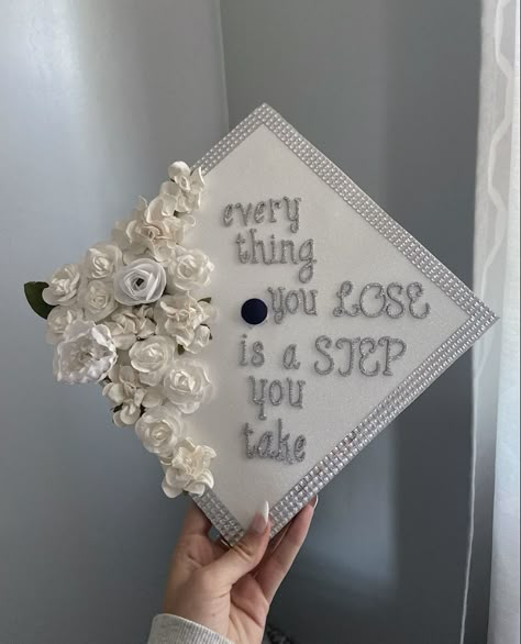 White Graduation Cap Designs, Taylor Swift Cap And Gown, Graduation Cap Decoration Taylor Swift, Glee Graduation Cap Ideas, Grad Topper Ideas, Taylor Swift Cap Ideas For Graduation, Decorated Caps For Graduation Aesthetic, Taylor Swift Graduation Quotes Lyrics, Taylor Swift Lyrics Graduation