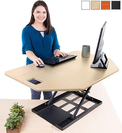 L Shaped Desks, Standing Desk Riser, Corner Standing Desk, Sit To Stand Desk, Cherry Furniture, Desk Converter, Desk Riser, Electric Desk, Standing Desk Converter