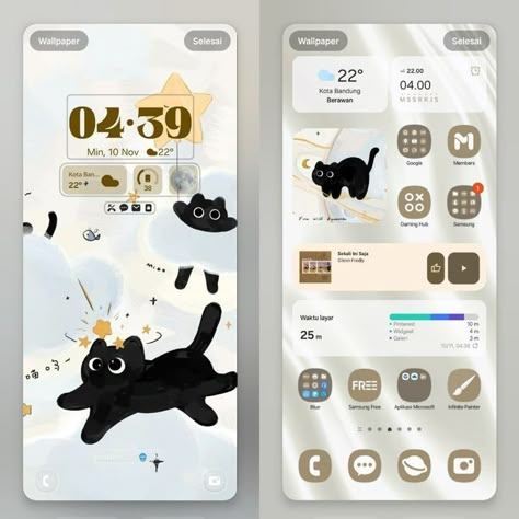 Themes For Mobile Phone Samsung, Ios Customization Ideas, Cute Android Homescreen, Samsung Customization Ideas, Cute Wallpaper Samsung, Samsung Icon Aesthetic, Aesthetic Android Organization, Samsung Lockscreen Aesthetic, Lock Screen Wallpaper Samsung