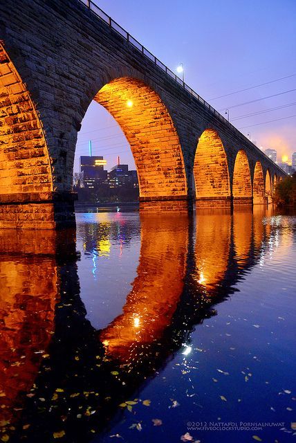 Stone Arch Bridge, Minneapolis, Minnesota Stone Arch Bridge Minneapolis, Amazing Bridges, Ap Photography, Stone Arch Bridge, Bridge Over Troubled Water, High Bridge, Reflection Photography, Arch Bridge, Stone Arch