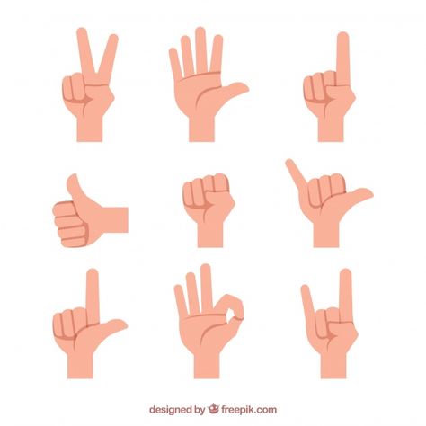 Hands collection with different poses in... | Free Vector #Freepik #freevector #hand #hands #sign #flat Croquis, Hand Illustration Design, Hand Poses, Hand Gestures, Vector Character Design, Flat Design Icons, Hand Drawing Reference, Different Poses, Vector Icons Illustration