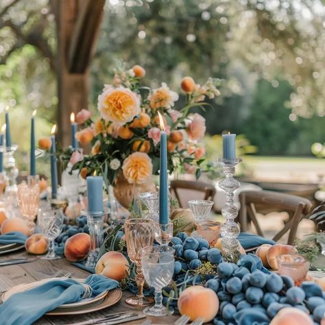 Blueberries or blue-osh grapes as decor?! Talk about pretty but potentially pricey! I'm hoping to do some experimentation on my own and with other vendors here with fruit as decor (and seeing how it can be done in more sustainable ways if possible). #wedutah #fruitasdecor #fruit #springwedding #summerwedding #weddingcolorpalette #weddingtrends Fresh Fruit Wedding Decor, Blueberry Wedding Decor, Wedding Table With Fruit, Wedding Fruit Decoration, Fruit As Wedding Decor, Grape Wedding Decor, Grapes Wedding Decor, Fruit Themed Wedding, Fruit On Table Wedding