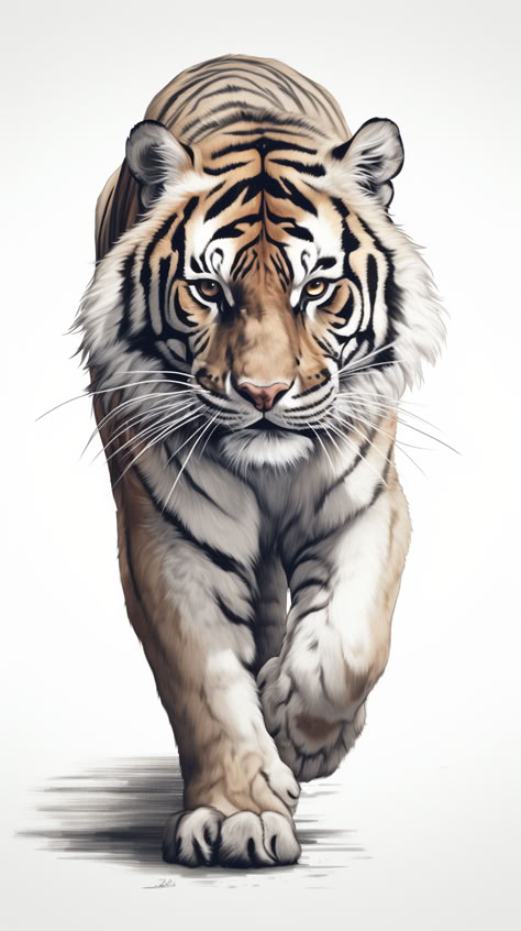 A detailed vector drawing of a tiger, showcasing its strength and beauty. Tiger Looking Up, Tiger Illustration Art, Tiger Digital Art, Tiger Art Drawing, Watercolor Fox Tattoos, Arte Hippy, Big Cat Species, Eagle Artwork, Wild Animal Wallpaper