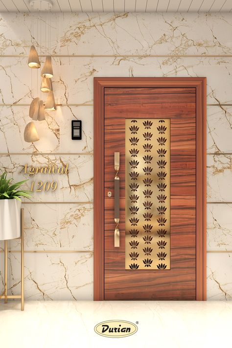 Front Door Elevation Entrance, Entrance Door Elevation Design, Front Door Elevation Designs, Tiles Design For Hall Wall, Home Front Wall Tiles Design Indian, Main Entrance Design For Home, Front Door Tiles Entrance, Main Door Wall Design Entrance Modern, Wooden Security Door Design