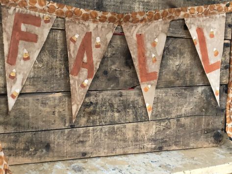 Primitive Fall Harvest Banner Pennant flag Pumpkin Porch Mantel shelf Farmhouse | eBay Candle Runner, Pumpkin Porch, Fall Craft Projects, Entryway Staircase, Mantel Mirror, Mirror Entryway, Shelf Farmhouse, Porch Pumpkins, Mantel Mirrors