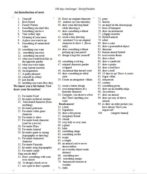 100 day art challenge 100 Drawing Prompts, 100 Days Of Sketching, One Year Drawing Challenge, 1 Year Drawing Challenge, 100 Days Of Drawing Challenge, 100 Days Drawing Challenge, 100 Drawing Challenge, 100 Things To Draw, 100 Day Art Challenge