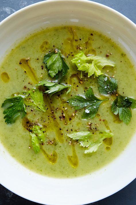 Celery-Leek Soup With Potato and Parsley Recipe - NYT Cooking Celery Leek Potato Soup, Celery Leek Soup, Parsley Soup, Parsley Recipes, Soup Creamy, Creamed Leeks, Potato Leek Soup, Burns Night, Food For Health