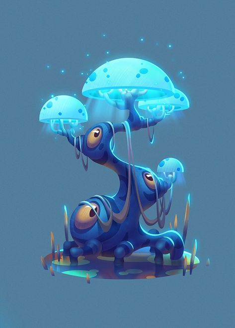 Alien Creature Art, Plants Fantasy Art, Fantasy Plants Concept Art, Fantasy Plants Art, Mushroom Concept Art, Game Props Concept Art, Plants Concept Art, Stylized Environment Concept Art, Stylized Character Concept Art