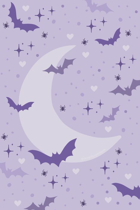 Bat wallpaper, moon wallpaper, spider wallpaper, pastel purple Halloween, spooky background, downloadable art Purple Spooky Background, Pastel Spooky Wallpaper, Pastel Goth Background Wallpapers, Pastel Purple Halloween Wallpaper, Goth Valentines Wallpaper, Purple Spiderweb Wallpaper, Halloween Pastel Wallpaper, Purple Thanksgiving Wallpaper, Goth Pastel Wallpaper