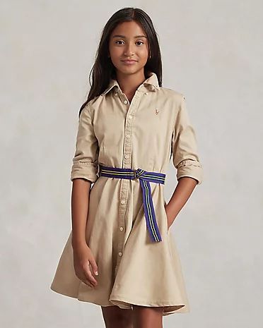 Designer Dresses & Rompers for Girls - Bloomingdale's Shirt Dress With Belt, Girls Designer Dresses, Girls Belts, Ralph Lauren Kids, Americana Fashion, Cotton Chinos, Ralph Lauren Dress, Dresses Kids Girl, Girls Rompers