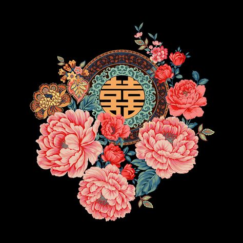 Cny Background, Peranakan Wedding, Chinese Ornament, Chinese Illustration, Chinese Pattern, Chinese Embroidery, Flower Art Images, Japanese Flowers, Korean Art