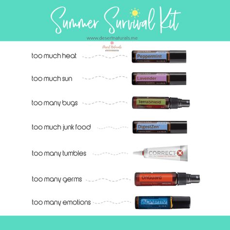 Summer Survival Kit, Essential Oils Video, Survival Essentials, Survival Kit For Teachers, Teacher Survival, What Are Essential Oils, Doterra Essential Oils Recipes, Essential Oil Diffuser Blends Recipes, Doterra Oil