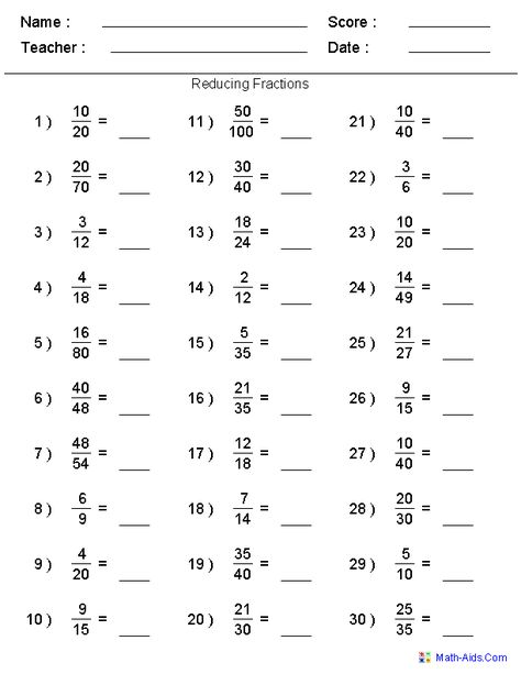 Reducing Fractions Worksheets Reducing Fractions Worksheet, Simplifying Fractions Worksheet, Fraction Worksheets 3rd Grade, Reducing Fractions, Math Fractions Worksheets, Fraction Practice, 3rd Grade Fractions, Simplifying Fractions, 4th Grade Math Worksheets