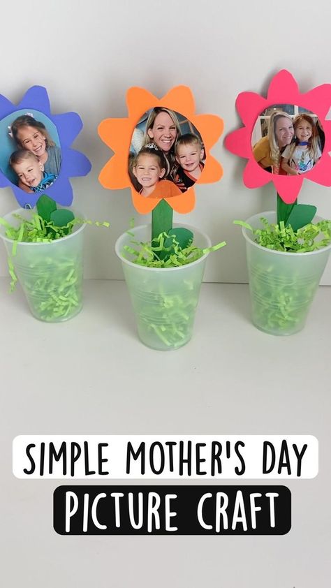 Simple Mother’s Day | Preschool crafts, Grandparents day crafts, Mothers day crafts for kids Easy Craft For Mothers Day, Mothers Crafts For Kids To Make, Easy Mothers Day Gifts Diy Kids, Moms Day Crafts Preschool, Family Picture Craft Preschool, Activity For Mother's Day, Mom Crafts For Toddlers, Mothers Day Craft With Picture, Mom And Me Activities