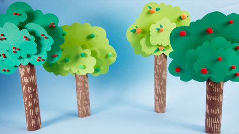 Stand Up Tree Craft 3 D Tree Craft, Making Trees Out Of Paper, Diy Trees For Diorama, 3d Paper Tree Craft, Tree Projects For Kids, 3d Tree Craft, Ashok Vatika, Trees Diy Crafts, Diy Paper Tree