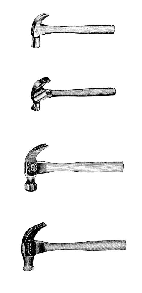 Hammer Drawing, Hammer Tattoo, Tool Tattoo, Hammer Tool, 카드 디자인, Antique Images, Vintage Tools, Hammers, Digital Collage Sheets