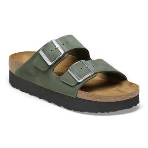 Sandals for Women | buy online at BIRKENSTOCK Platform Birkenstock, Green Birkenstock, Birkenstock Styles, Green Platform, Two Strap Sandals, Double Strap Sandals, Birkenstock Women, Calf Muscles, Birkenstock Arizona