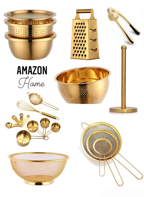 Meisha Colander, 3Pcs Stainless … curated on LTK Gold Kitchen Gadgets, Kitchen Gold Accessories, Kitchen Decor Gold Accents, White And Gold Kitchen Utensils, Black And Gold Kitchen Utensils, Silver And Gold Kitchen Decor, Gold Decor Kitchen, Black White And Gold Kitchen Ideas, Black White And Gold Kitchen Decor