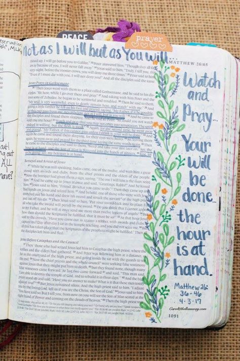 Matthew 26:36-46, April 3, 2017 carol@belleauway.com, Faber Castell Pitt Artist brush pen, bible art journaling, journaling bible, illustrated faith Matthew 26 Bible Journaling, Matthew 26, Watch And Pray, Prayer Journals, Journal Bible, Bible Journaling Ideas Drawings, Bible Verse Coloring, Personalized Bible, Creative Journaling