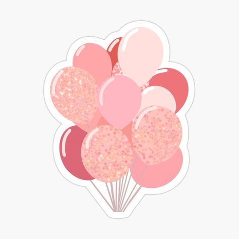 Get my art printed on awesome products. Support me at Redbubble #RBandME: https://www.redbubble.com/i/sticker/Pink-balloons-by-tsong123/52803259.EJUG5?asc=u Preppy Stickers Pink, Pink Aesthetic Stickers Printable, Pink Stickers Aesthetic Printable, Pastel Pink Stickers, Pink Printable Stickers, Pink Cute Stickers, Cute Birthday Stickers, Birthday Stickers Printable, Pink Aesthetic Design