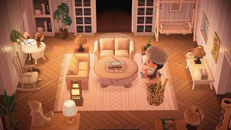 Marshal Animal Crossing House Ideas, Acnl Home Inspiration, Anch House Interior, Acnh Simple Living Room, Acnh Beginner House Ideas, Animal Crossing Home Interior Ideas Living Room, Anch House Idea, Anch Living Room Ideas, Cute Acnh Living Room Ideas