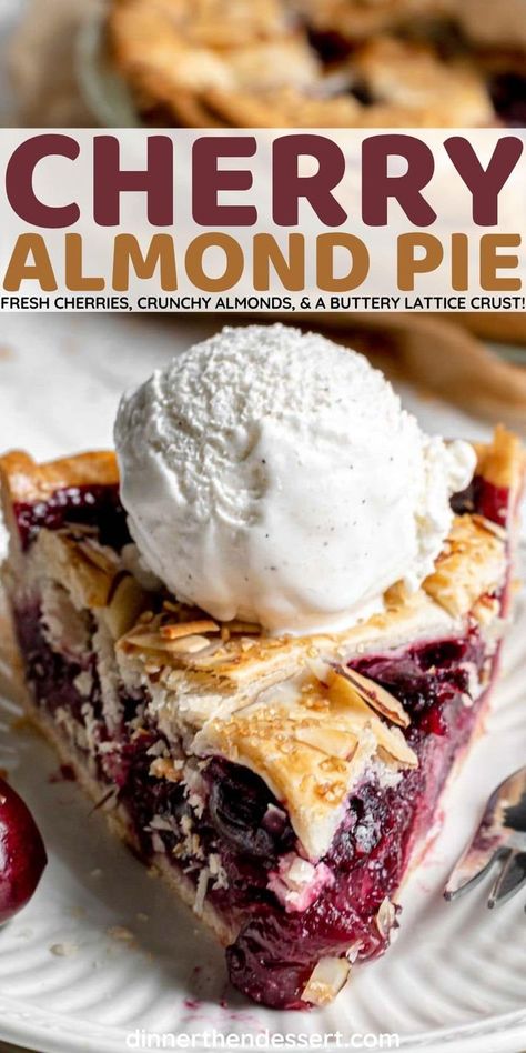 Cherry Pecan Pie, Best Fruit Pie, Cherry Almond Pie, German Cherry Pie, Almond Pie Filling Recipes, Best Fruit Pie Recipes, Cherry Vanilla Pie, Pie Recipes Fruit, Cherry Amaretto Pie