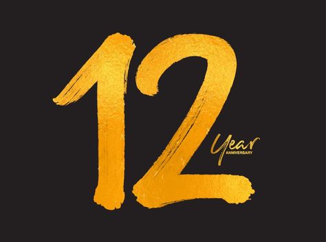 Gold 12 Years Anniversary Celebration Vector Template, 12 Years logo design, 12th birthday, Gold Lettering Numbers brush drawing hand drawn sketch, number logo design vector illustration 12 Wallpaper Number, 12 Logo Design Number, 12 Number Logo, Number Logo Design, Lettering Numbers, 12 Number, Number Logo, 12th Anniversary, Birthday Gold