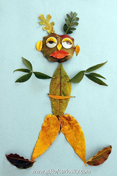 Leaf collages: Create a colorful collection of characters using fall leaves with this open-ended art project for kids || Gift of Curiosity Open Ended Art, Leaf Collage, Leaf Projects, Art Project For Kids, Fall Art Projects, Preschool Gifts, Autumn Activities For Kids, Project For Kids, Autumn Crafts