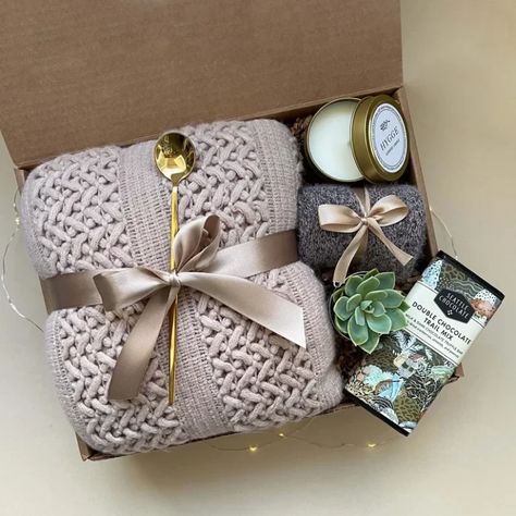 21+ Thoughtful Gifts For the Woman Who Wants Nothing Gift Basket With Blanket, Sending Healing Vibes, Classy Gift Baskets, Gift Basket For Women, Get Well Gift Baskets, Hygge Gifts, Healing Vibes, Gift Baskets For Women, Gift Boxes For Women