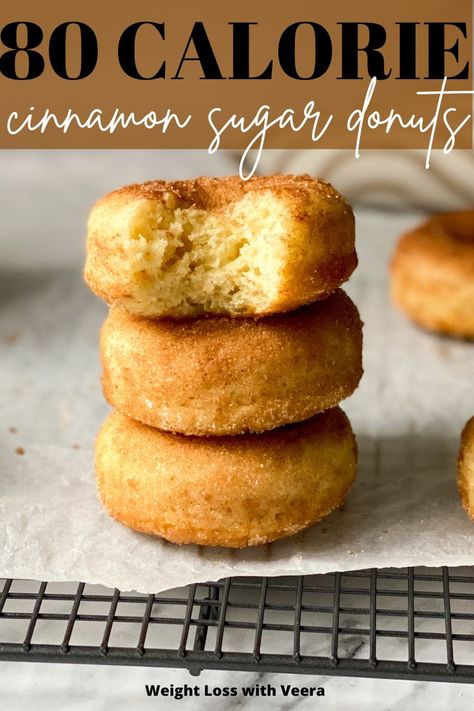 Low Calorie Donuts, Low Calorie Sweet Snacks, Super Low Calorie Recipes, Sugar Donuts Recipe, Low Calorie Recipes Snacks, Low Calorie Sweets, Healthy Donuts Recipe, Low Calorie Baking, Donut Calories