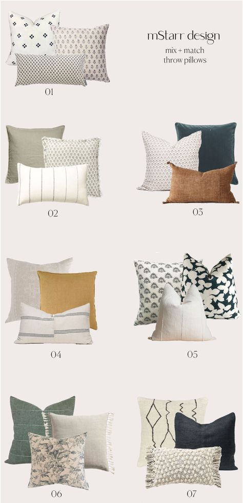 Throw Pillow Combinations, Throw Pillows Living Room, Big Pillows, How To Mix, Living Room Pillows, Couch Throws, Pillow Room, Couch Throw Pillows, Living Room Inspo