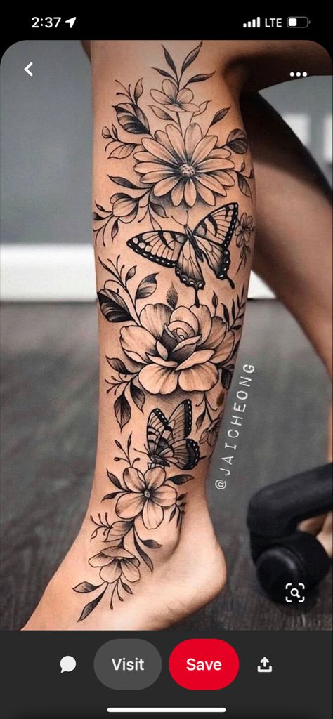 Floral Lower Leg Tattoos For Women, Inside Calf Tattoo Women, Woman’s Calf Tattoo, Side Of Calf Tattoos For Women, Side Calf Tattoos For Women Calves, Lower Leg Tattoos Women Calves, Floral Leg Tattoos For Women, Side Calves Tattoos For Women, Whole Leg Tattoo