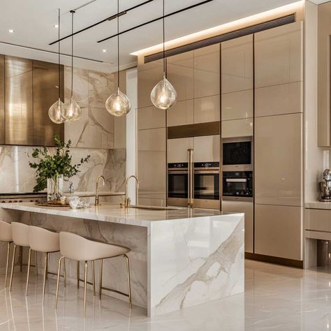 Modern Minimalist Kitchen Design, Grand Kitchen Luxury, Kitchen Ideas Modern Luxury White, Kitchen Interior Design Modern Luxury, Hanging Plant Decor, High End Kitchen Design, Kitchen 2025, Herb Kitchen, Luxury Kitchen Design Modern