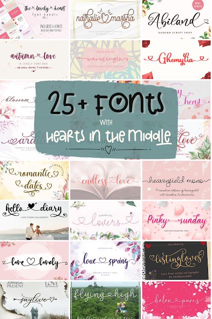 25+ Fonts with Hearts in the Middle Font With Hearts, Fonts With Hearts, Heart Fonts, I Love Glitter Font, Numbers Tattoo, Vinyl Projects Silhouette, Silhouette School Blog, Gothic Lettering, Heart Font