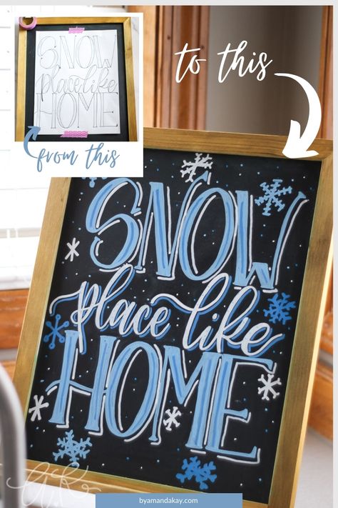 Christmas Chalk Marker Art, Winter Blackboard Ideas, Winter Chalkboard Art Easy, Winter Chalkboard Ideas Easy, Chalk Sign Lettering, Chalkboard Marker Art, Chalk Markers Ideas, Chalk Bored Designs, Chalkboard Art Winter