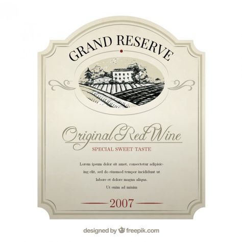 Elegant wine label Free Vector | Free Vector #Freepik #vector #freevintage #freelabel #freebadge #freeretro Free Wine Label Template, Free Printable Wine Labels, Elegant Wine Label, Unique Wine Labels, Printable Wine Bottle Labels, Wine Etiquette, Wine Bottle Label Template, Vintage Wine Label, Wine Bottle Label Design