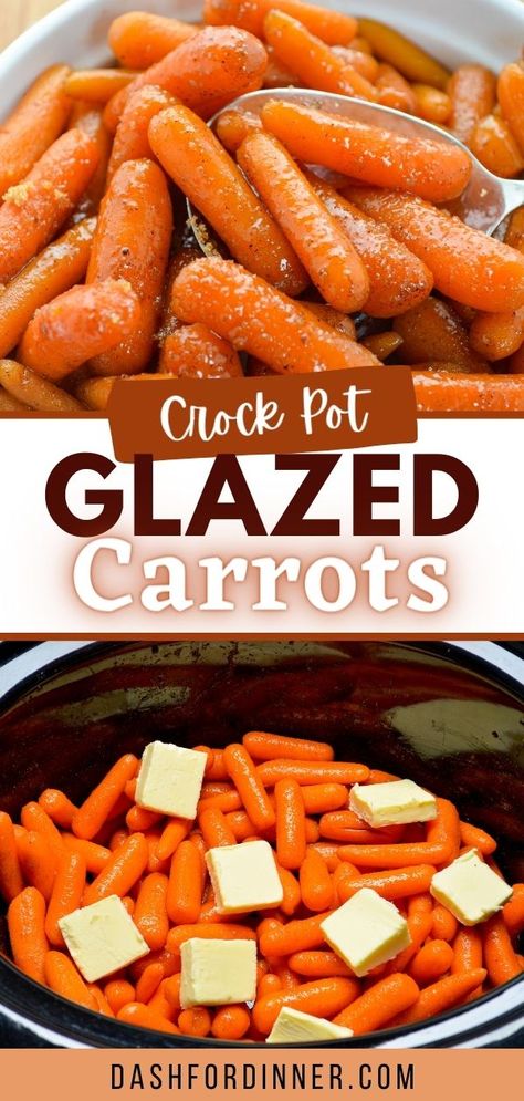 Crock Pot Carrots, Sweet Glazed Carrots, Crockpot Side Dishes, Maple Glazed Carrots, Glazed Carrots Recipe, Thanksgiving Food Sides, Carrots Recipe, Thanksgiving Cooking, Thanksgiving Recipes Side Dishes