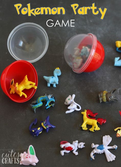 Pokemon Party Games + Pin the Tail on Pikachu - Cutesy Crafts Charizard Party Decorations, Charmander Birthday Party, Pokemon Scavenger Hunt, Pikachu Party Ideas, Pokemon Themed Food, Pokémon Birthday Ideas, Pokemon Backdrop, Pokemon Party Ideas, Pokemon Hunt