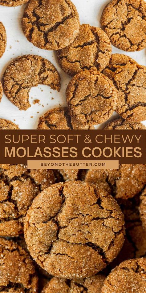 Seriously Soft Molasses Cookies, Molasses Crinkles Cookies, Best Chewy Ginger Molasses Cookies, Best Chewy Molasses Cookies, Sugar Molasses Cookies, Ginger Soft Cookies, Cookie Recipes Molasses, Martha Stewart Molasses Cookies, Big Soft Ginger Cookies Allrecipes