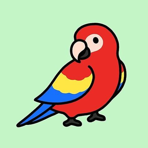 Cute Parrot Cartoon, Parrot Cute Drawing, Cartoon Parrot Drawing, Parotts Bird Drawing Easy, Cute Parrot Drawing Easy, Parrot Drawing Simple, Easy Bird Drawing Simple, Cute Bird Drawing Simple, Red Bird Drawing