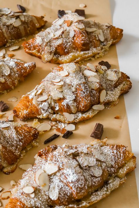 » Chocolate Almond Croissants Croissant Recipes Dessert, Almond Chocolate Croissant Recipe, Twice Baked Almond Croissant, Giant Almond Croissant Nyt, Chocolate Almond Desserts, Chocolate Crossant Recipes, Giant Almond Croissant, Flavored Croissant Recipe, Chocolate Stuffed Croissants