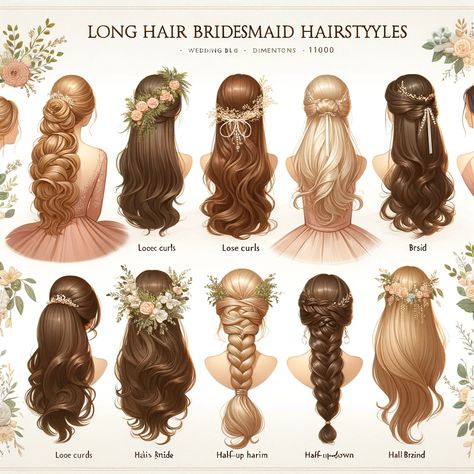 Hairstyles For Long Hair For Bridesmaids, All Up Hairstyles Wedding, Wedding Hairdos For Long Hair Bridesmaid, Wedding Hairstyle Bridesmaids, Modern Hairdo Wedding, Brunnete Hairstyle Wedding, Hairstyle For Wedding Long Hair, Different Long Hairstyles, Very Very Long Hair