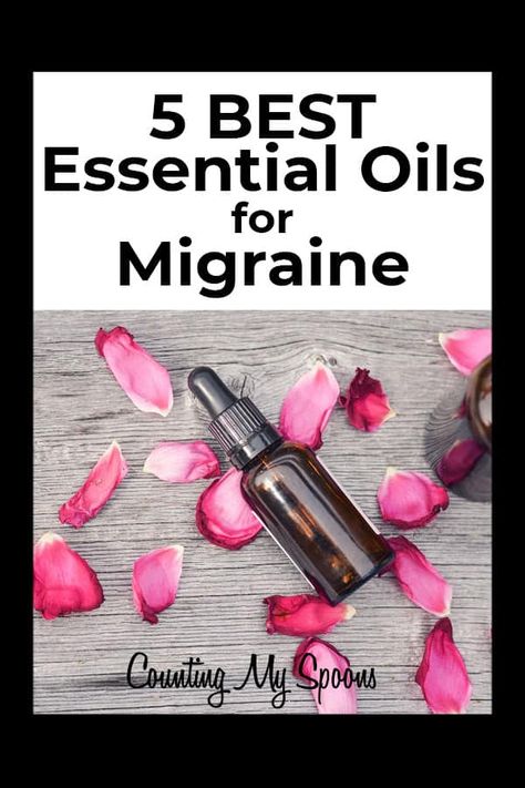 5 Best Essential Oils for Migraine (image of essential oils bottles on rose petals) - Counting My Spoons Oils For Headaches, Oils For Migraines, Essential Oils For Migraines, Headache Relief Instant, Natural Headache, Essential Oils For Colds, For Headaches, Essential Oils For Headaches, Headache Prevention