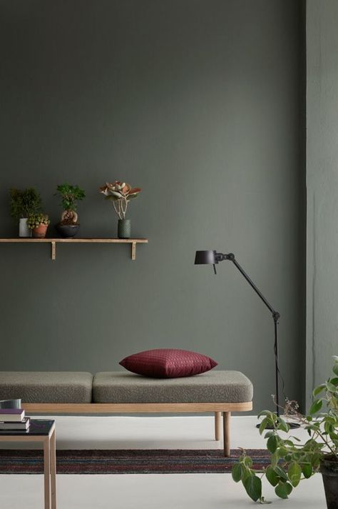 Interior Styling | New Ideas for Walls | The Design Chaser | Bloglovin’ Green Painted Walls, Green Walls, Green Interiors, A Living Room, Home Fashion, Wall Color, Room Colors, Wall Paint, Interior Design Inspiration