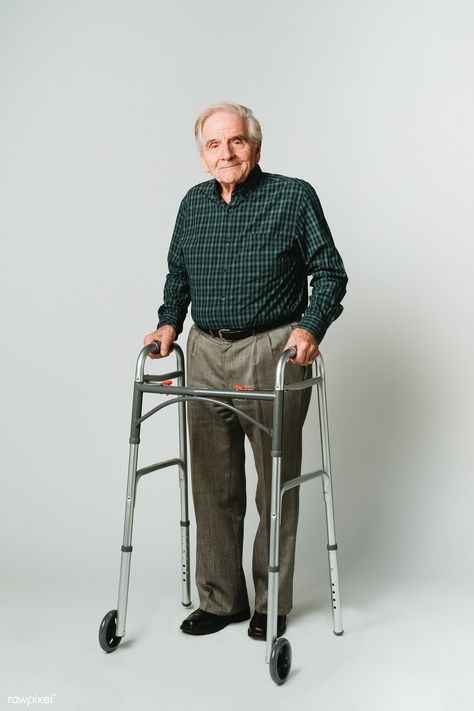 Caucasian elderly man with a walker | premium image by rawpixel.com / McKinsey Old Man Meme, Happy Old People, Old Man Outfit, Old Photo Frame, Meme Search, Man Meme, Render People, Body Study, Creative Advertising Design